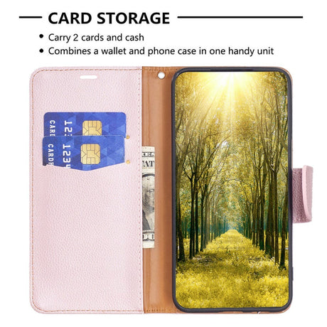 Samsung Galaxy A15 (5G) / A15 PU Litchi Læder Cover m. Pung & Strop - Rose Gold