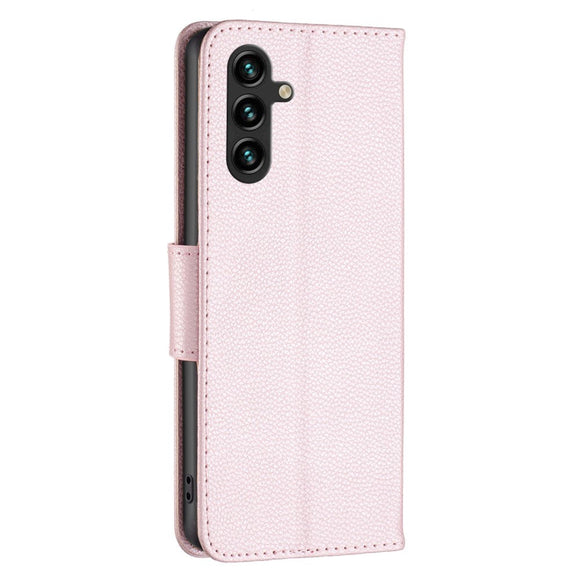 Samsung Galaxy A15 (5G) / A15 PU Litchi Læder Cover m. Pung & Strop - Rose Gold