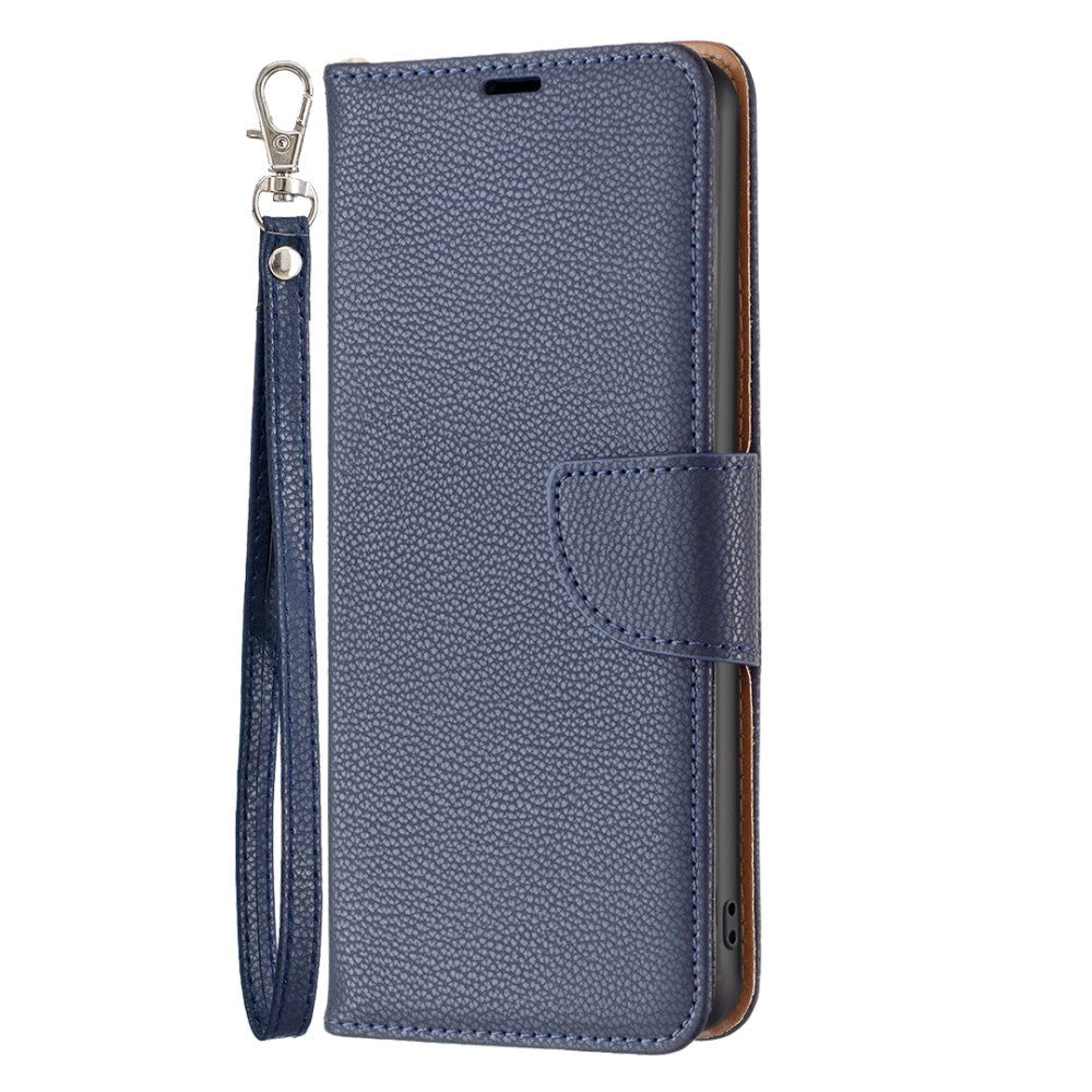 Samsung Galaxy A15 (5G) / A15 PU Litchi Læder Cover m. Pung & Strop - Blå