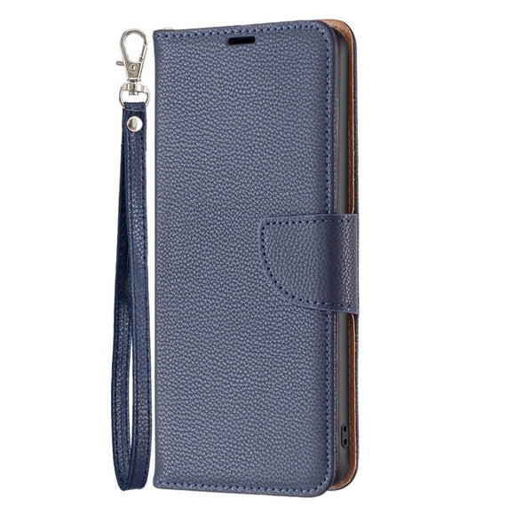 Samsung Galaxy A15 (5G) / A15 PU Litchi Læder Cover m. Pung & Strop - Blå
