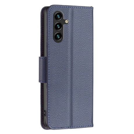 Samsung Galaxy A15 (5G) / A15 PU Litchi Læder Cover m. Pung & Strop - Blå