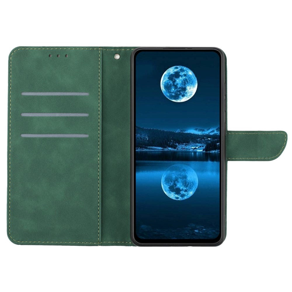 Motorola Edge 40 Neo Mønstret Læder Cover m. Pung & Strop - Grøn