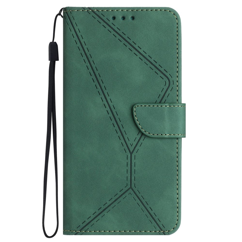 Motorola Edge 40 Neo Mønstret Læder Cover m. Pung & Strop - Grøn