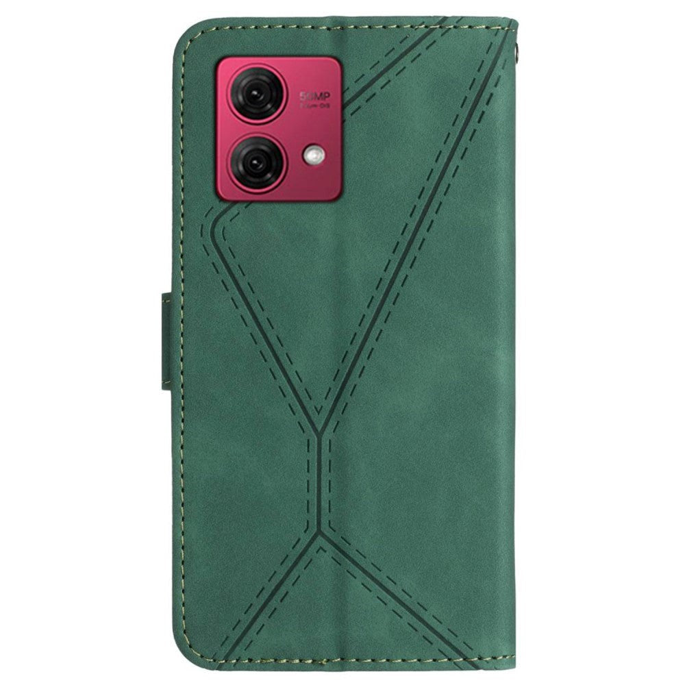 Motorola Edge 40 Neo Mønstret Læder Cover m. Pung & Strop - Grøn