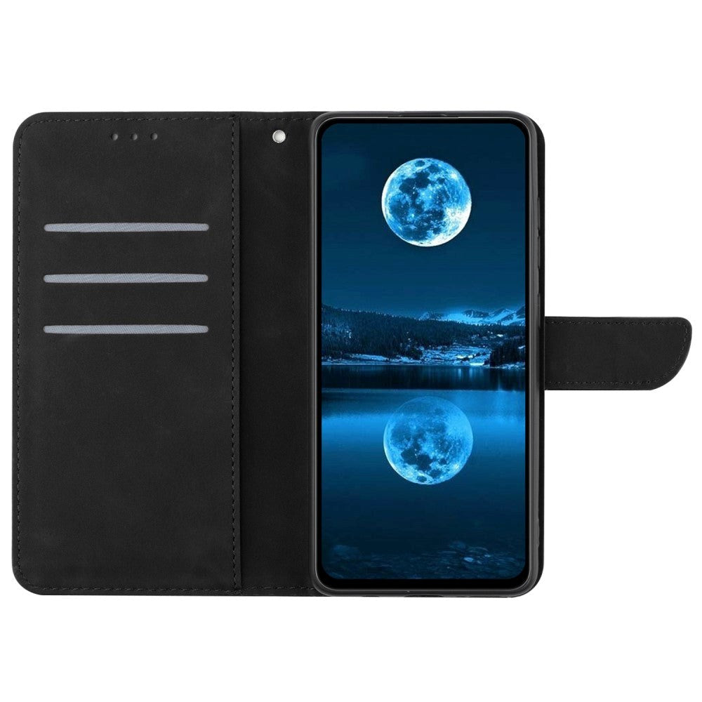 Motorola Edge 40 Neo Mønstret Læder Cover m. Pung & Strop - Sort