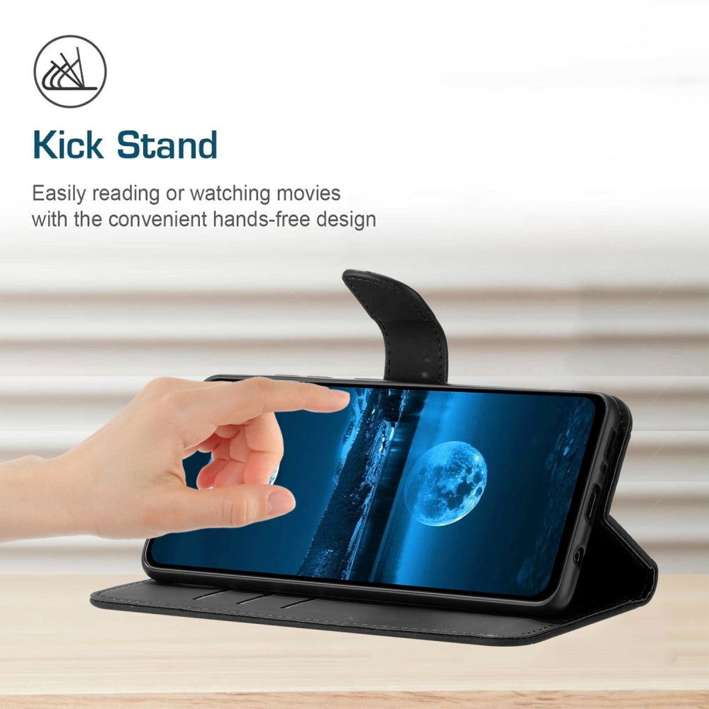 Motorola Edge 40 Neo Mønstret Læder Cover m. Pung & Strop - Sort