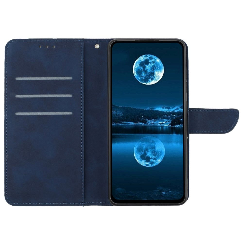 Motorola Edge 40 Neo Mønstret Læder Cover m. Pung & Strop - Blå