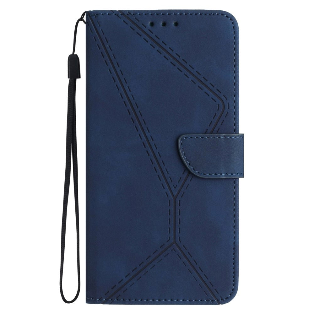 Motorola Edge 40 Neo Mønstret Læder Cover m. Pung & Strop - Blå