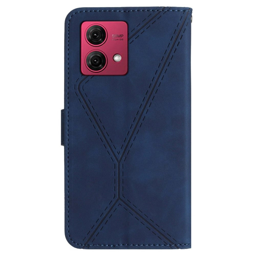 Motorola Edge 40 Neo Mønstret Læder Cover m. Pung & Strop - Blå