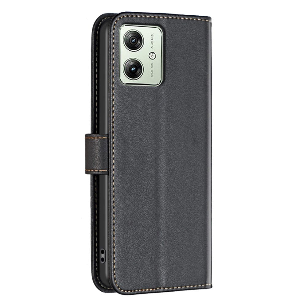 Motorola Moto G54 Læder Cover m. Ståfunktion & Kortholder - Sort