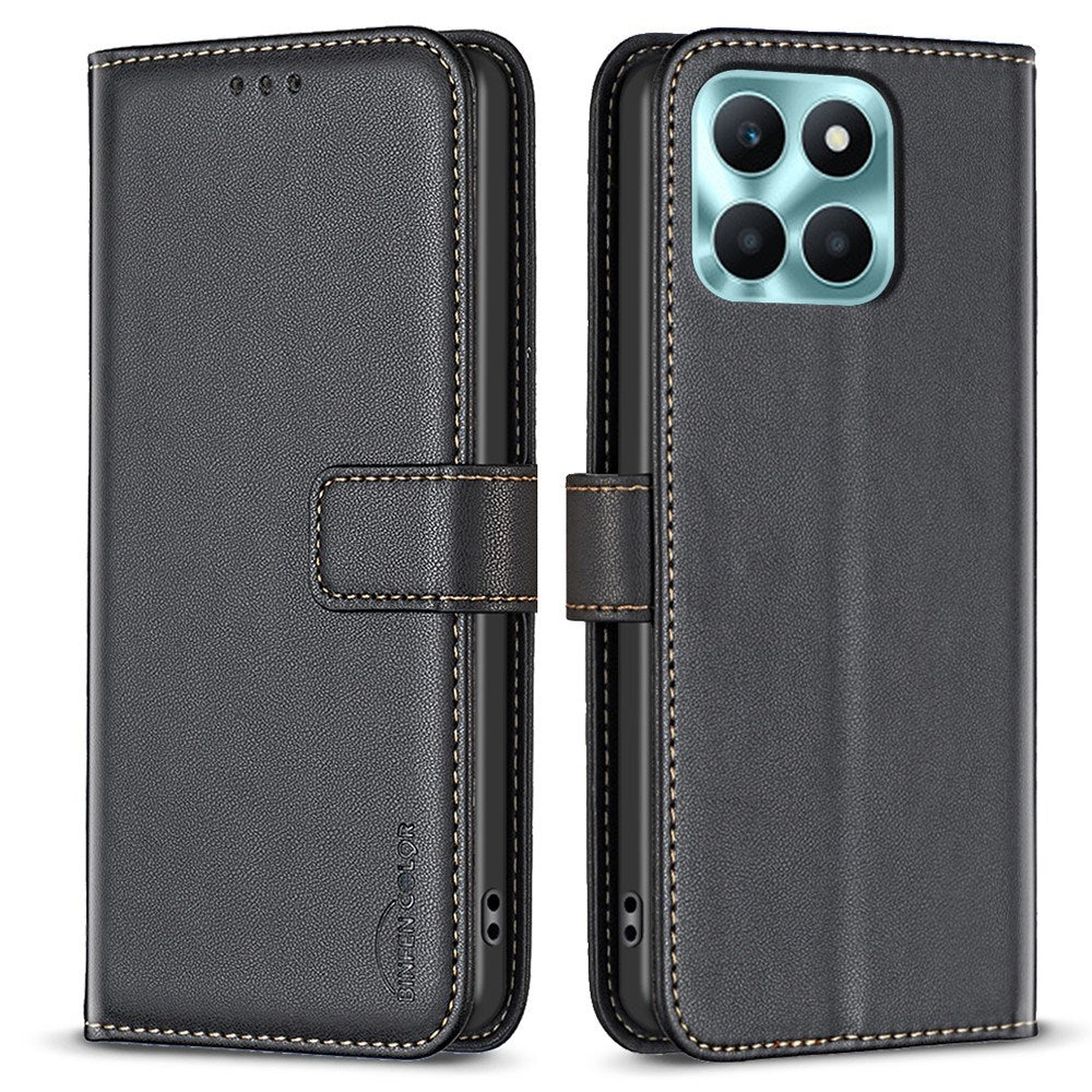 Honor X6a BINFEN Kunstlæder Flip Cover m. Kortholder & Ståfunktion - Sort