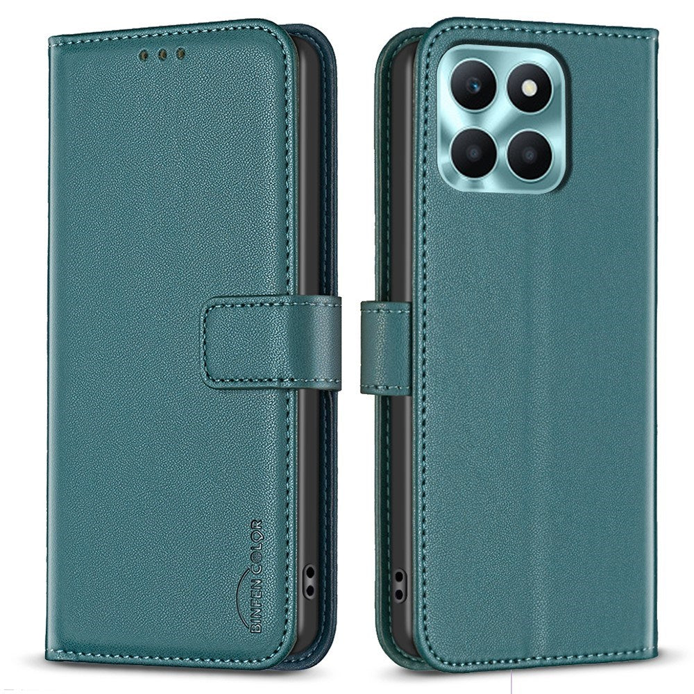 Honor X6a BINFEN Kunstlæder Flip Cover m. Kortholder & Ståfunktion - Grøn