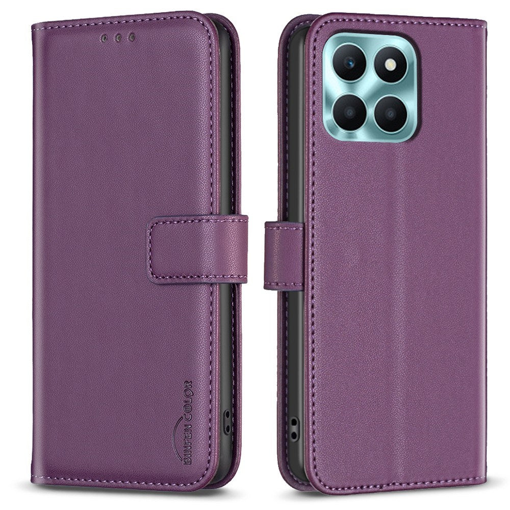 Honor X6a BINFEN Kunstlæder Flip Cover m. Kortholder & Ståfunktion - Mørkelilla