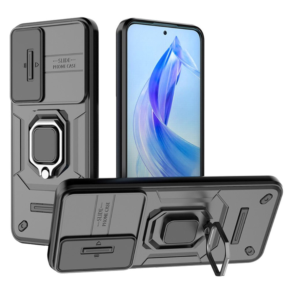 Honor 90 Lite Håndværker Cover m. Magnetisk Kickstand & Cam Slider - Sort