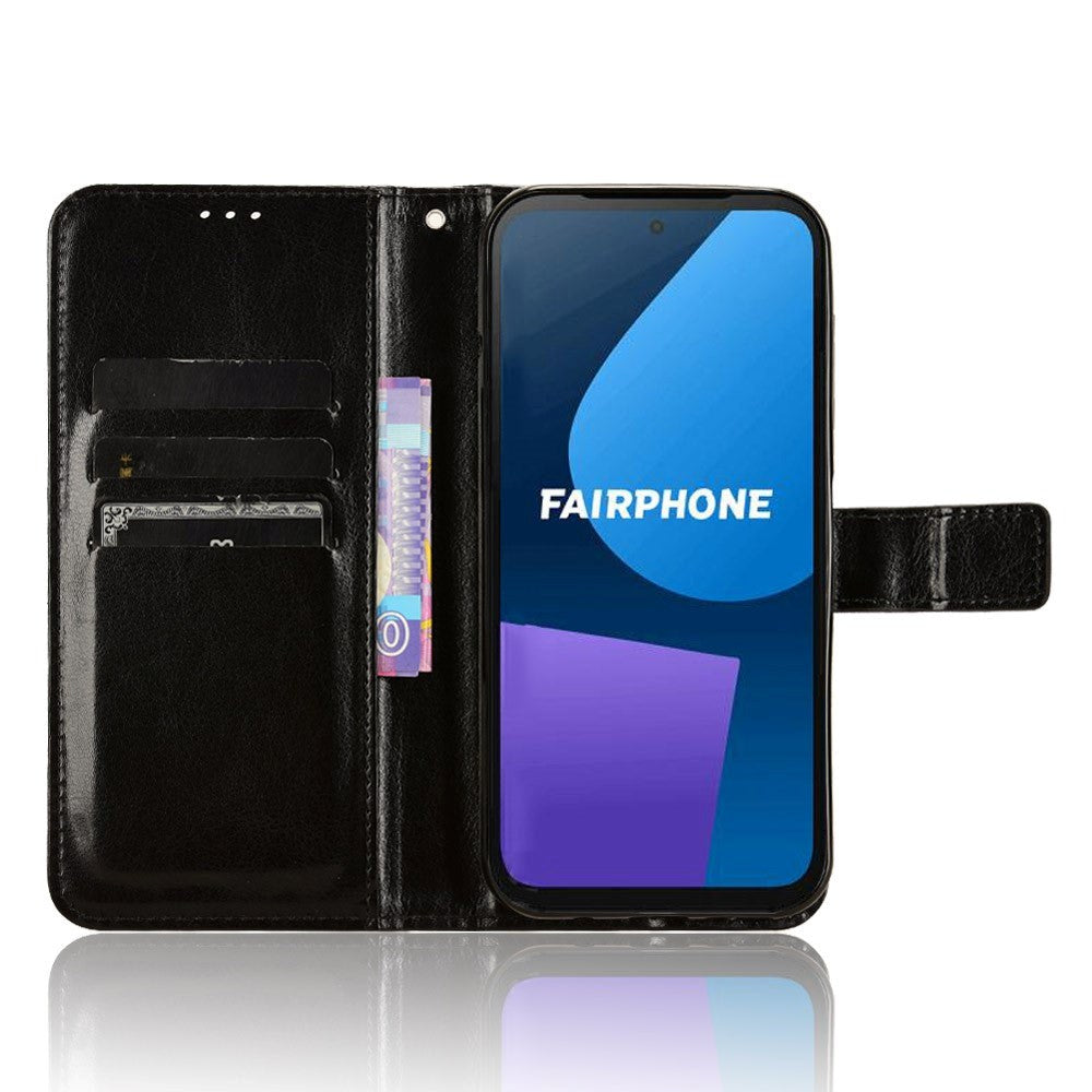 Fairphone 5 Læder Cover m. Pung & Strop - Sort