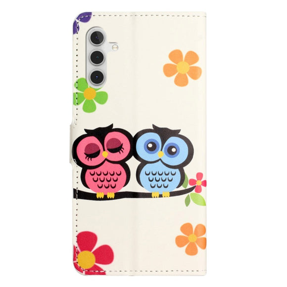 Samsung Galaxy A15 (5G) / A15 Læder Cover m. Pung & Ståfunktion - Ugle Par