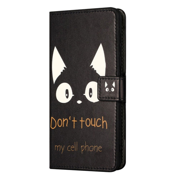 Samsung Galaxy A15 (5G) / A15 Læder Cover m. Pung & Ståfunktion - "Don't Touch My Cell Phone"