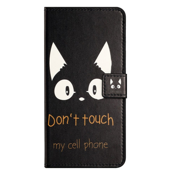Samsung Galaxy A15 (5G) / A15 Læder Cover m. Pung & Ståfunktion - "Don't Touch My Cell Phone"