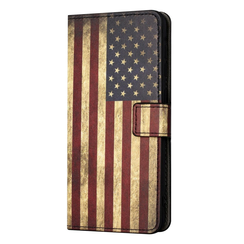 Samsung Galaxy A15 (5G) / A15 Læder Cover m. Pung & Ståfunktion - Amerikansk Flag