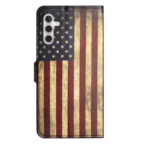 Samsung Galaxy A15 (5G) / A15 Læder Cover m. Pung & Ståfunktion - Amerikansk Flag