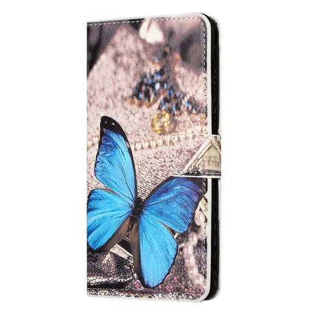 Samsung Galaxy A15 (5G) / A15 Læder Cover m. Pung & Ståfunktion - Blå Sommerfugl