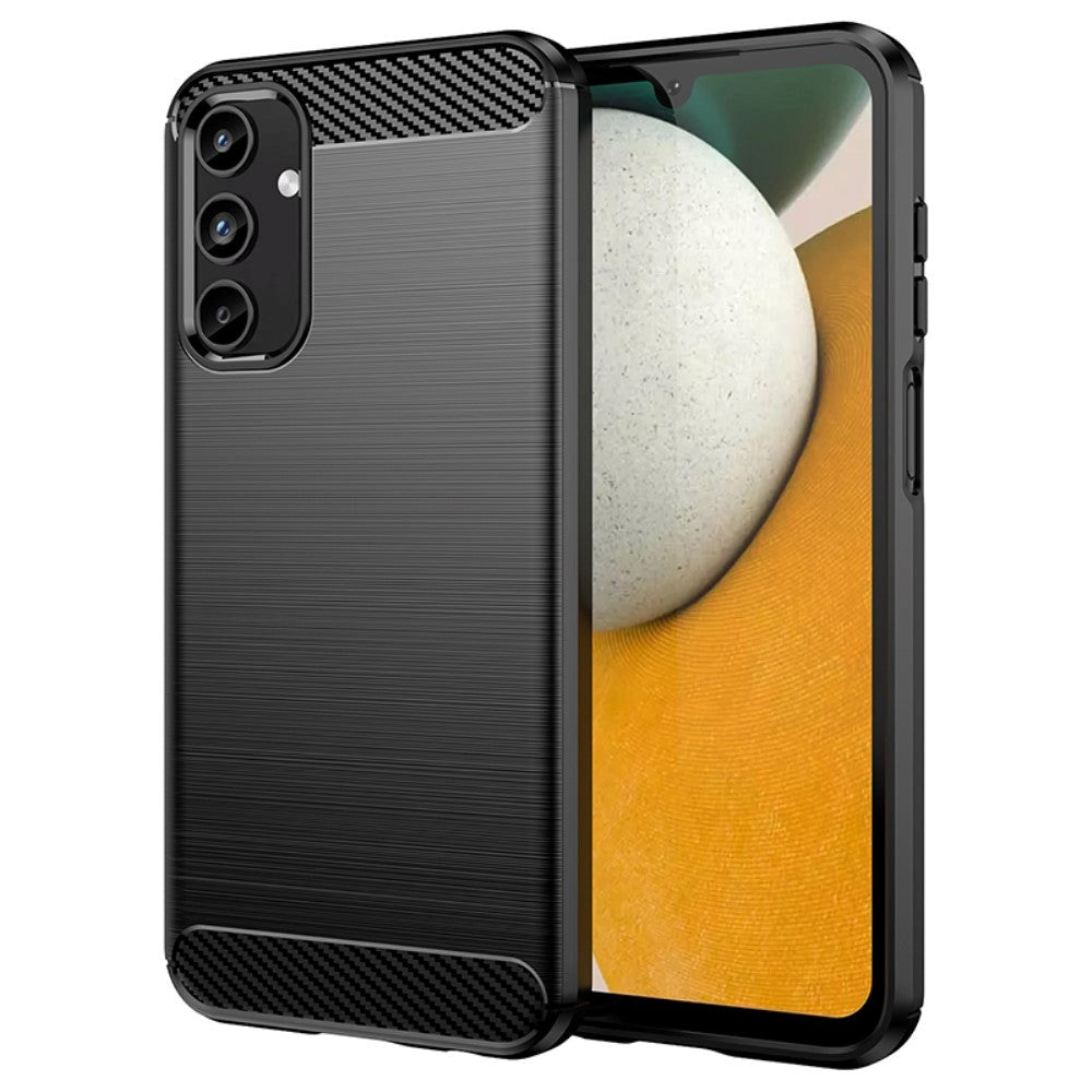 Samsung Galaxy A15 (5G) / A15 Brushed Carbon Fiber Fleksibelt Plastik Cover - Sort