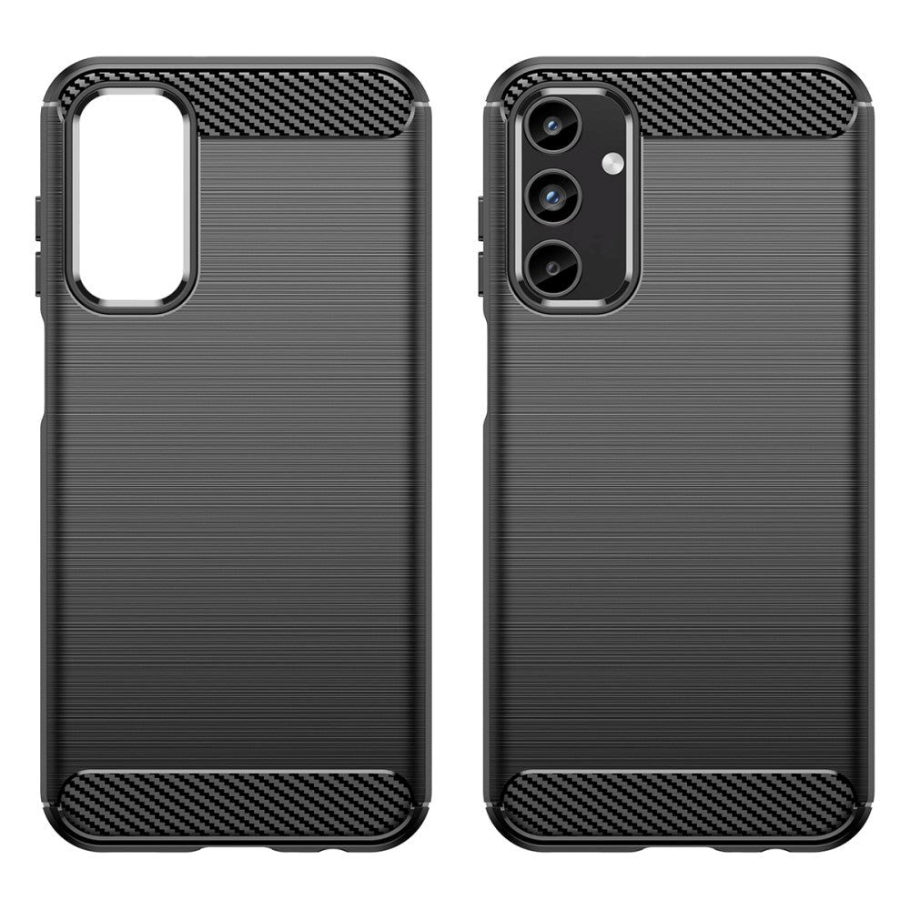 Samsung Galaxy A15 (5G) / A15 Brushed Carbon Fiber Fleksibelt Plastik Cover - Sort