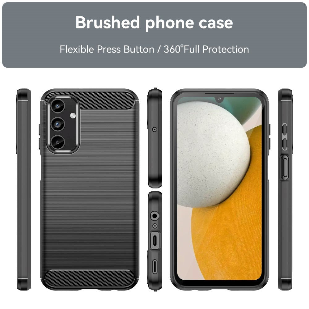 Samsung Galaxy A15 (5G) / A15 Brushed Carbon Fiber Fleksibelt Plastik Cover - Sort