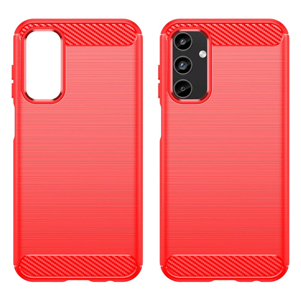 Samsung Galaxy A15 (5G) / A15 Brushed Carbon Fiber Fleksibelt Plastik Cover - Rød