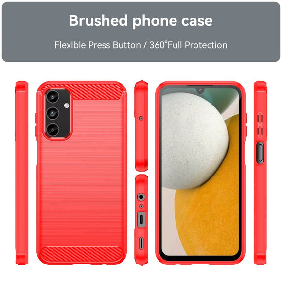 Samsung Galaxy A15 (5G) / A15 Brushed Carbon Fiber Fleksibelt Plastik Cover - Rød