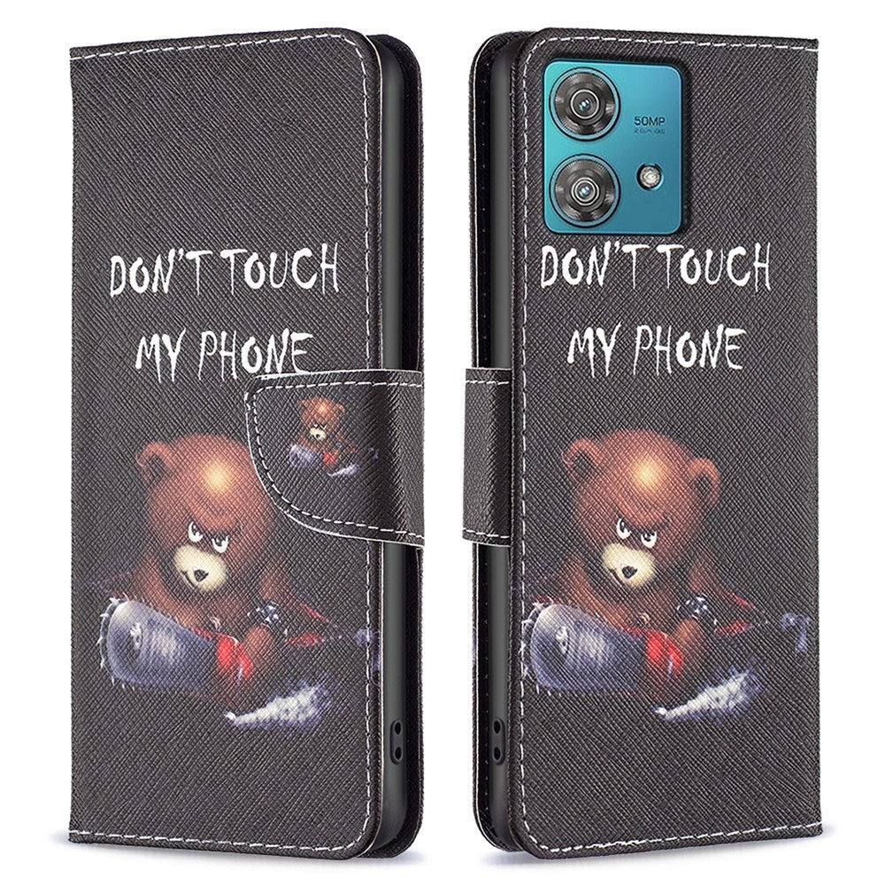 EIDERWOOD Motorola Edge 40 Neo Kunstlæder Cover m. Pung & Print - "Don't Touch My Phone" Bjørn