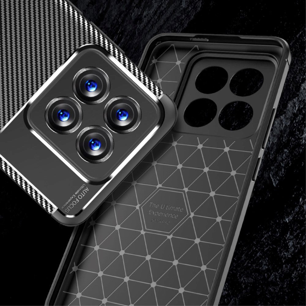 Xiaomi 14 Pro Carbon Fiber Fleksibelt Plastik Cover - Sort