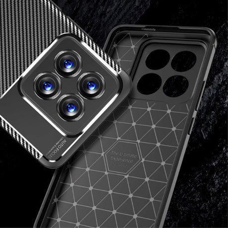 Xiaomi 14 Pro Carbon Fiber Fleksibelt Plastik Cover - Sort