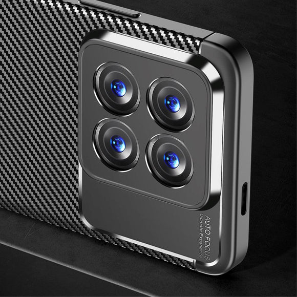 Xiaomi 14 Pro Carbon Fiber Fleksibelt Plastik Cover - Sort