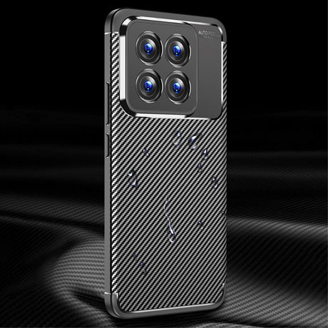Xiaomi 14 Pro Carbon Fiber Fleksibelt Plastik Cover - Sort