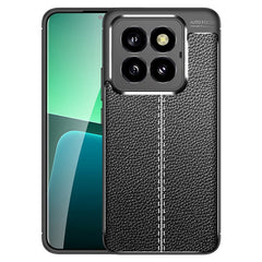 Xiaomi 14 Pro Fleksibelt Plastik Cover Litchi Tekstur - Sort