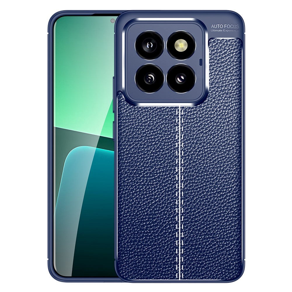 Xiaomi 14 Pro Fleksibelt Plastik Cover Litchi Tekstur - Blå