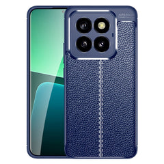 Xiaomi 14 Pro Fleksibelt Plastik Cover Litchi Tekstur - Blå