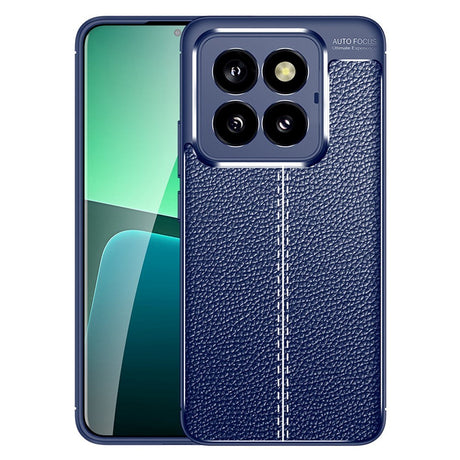 Xiaomi 14 Pro Fleksibelt Plastik Cover Litchi Tekstur - Blå