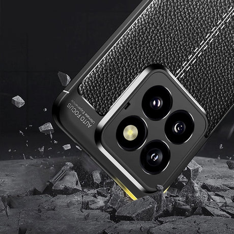 Xiaomi 14 Pro Fleksibelt Plastik Cover Litchi Tekstur - Blå