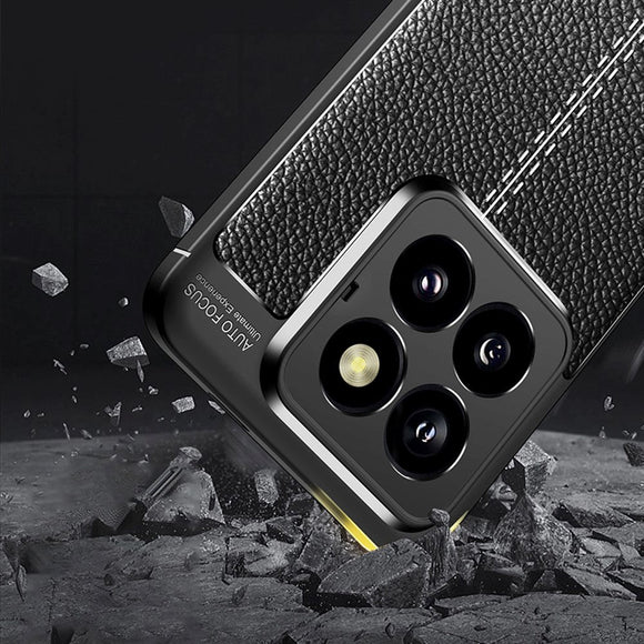 Xiaomi 14 Pro Fleksibelt Plastik Cover Litchi Tekstur - Blå