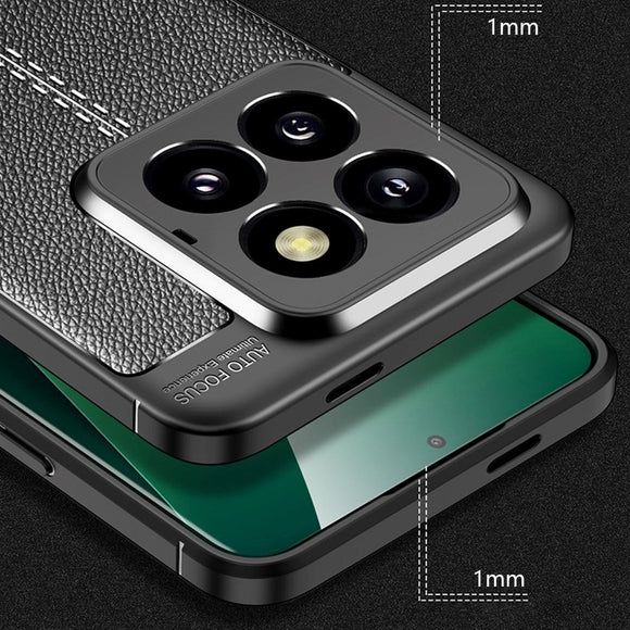 Xiaomi 14 Pro Fleksibelt Plastik Cover Litchi Tekstur - Blå