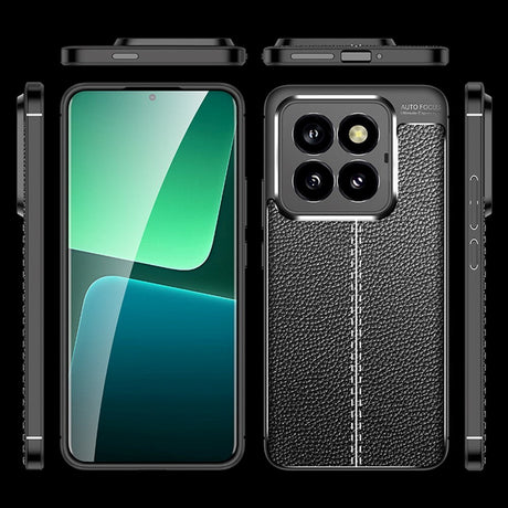 Xiaomi 14 Pro Fleksibelt Plastik Cover Litchi Tekstur - Blå