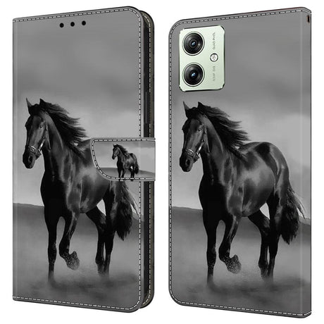 Motorola Moto G54 Læder Cover m. Pung & Print - Hest