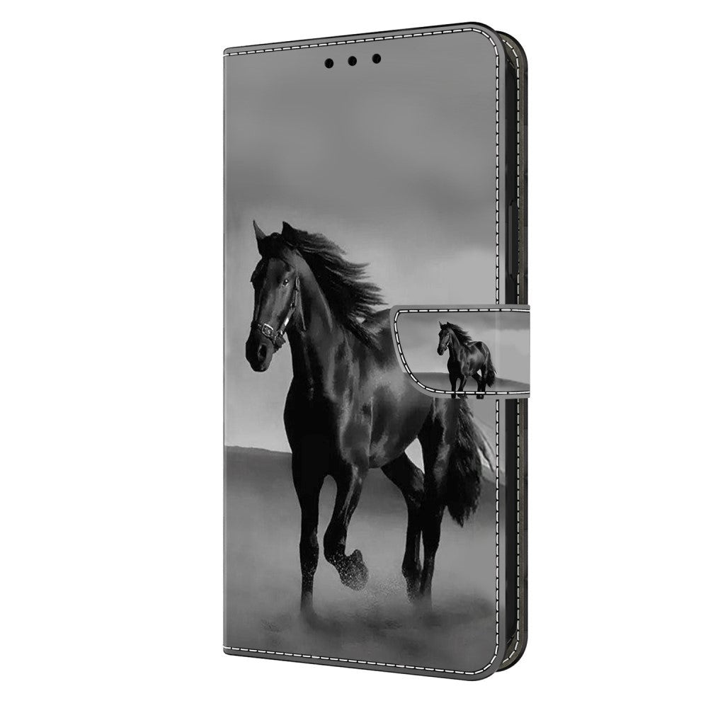 Motorola Moto G54 Læder Cover m. Pung & Print - Hest