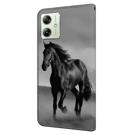 Motorola Moto G54 Læder Cover m. Pung & Print - Hest