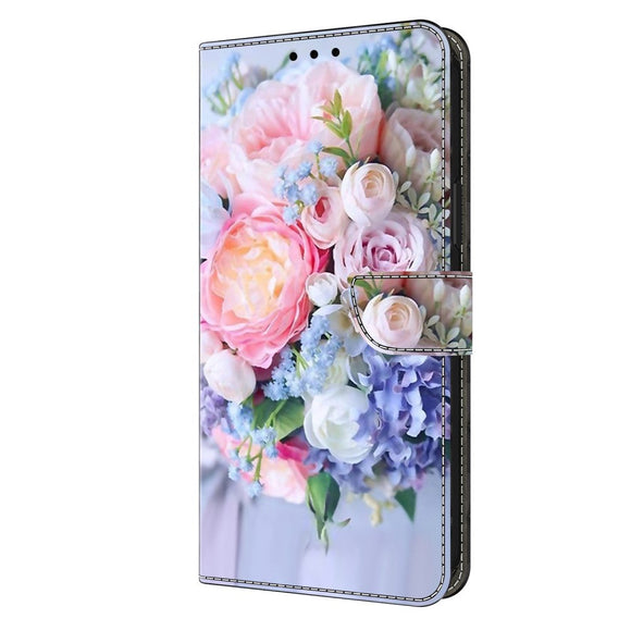 Motorola Moto G54 Læder Cover m. Pung & Print - Blomsterbuket