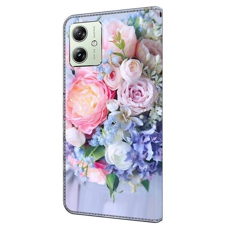 Motorola Moto G54 Læder Cover m. Pung & Print - Blomsterbuket
