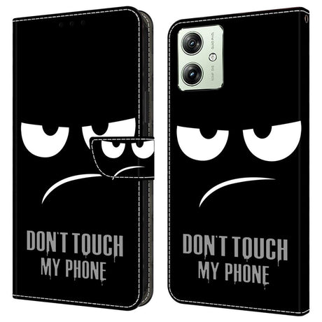 Motorola Moto G54 Læder Cover m. Pung & Print - "Don't Touch My Phone"