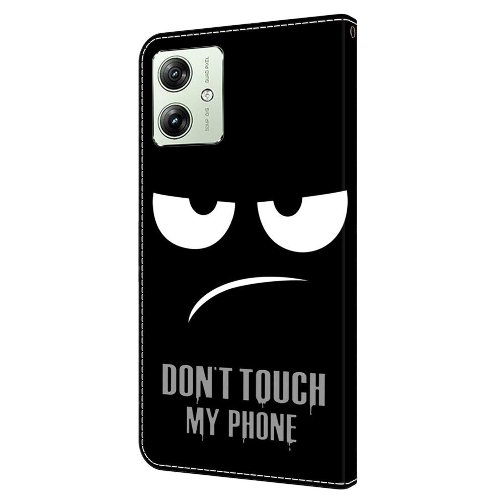 Motorola Moto G54 Læder Cover m. Pung & Print - "Don't Touch My Phone"